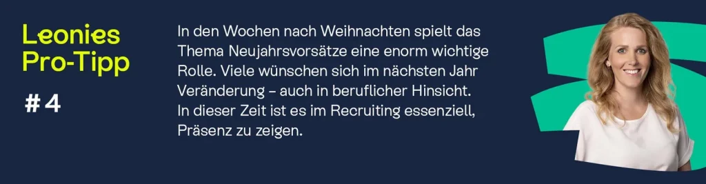 Infografik mit Pro-Tipp für erfolgreiches Jahresende im Recruiting.
